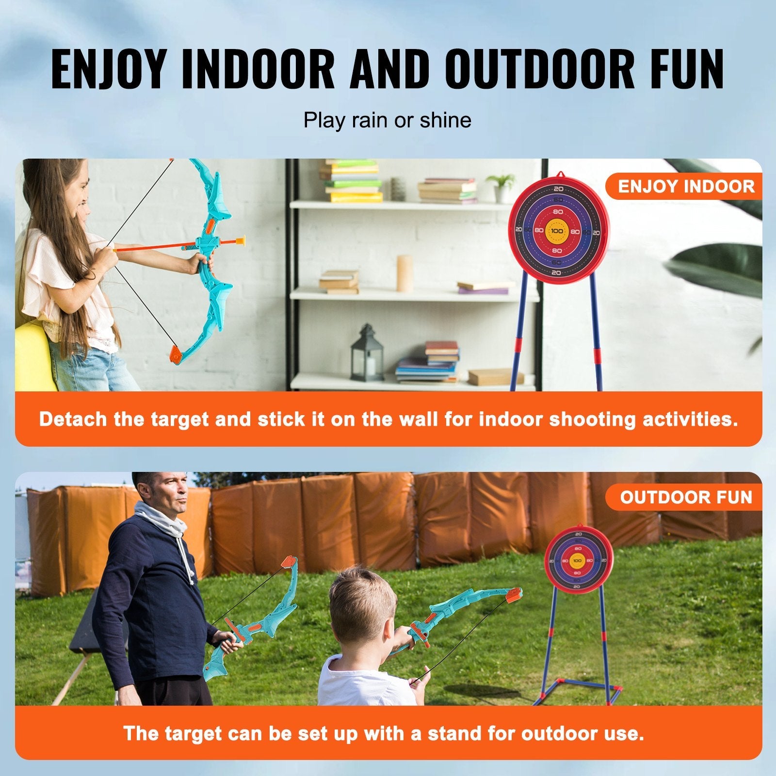 VEVOR Kids Bow and Arrow Set LED Light Up Outdoor Archery Kit Children 10 Arrows 