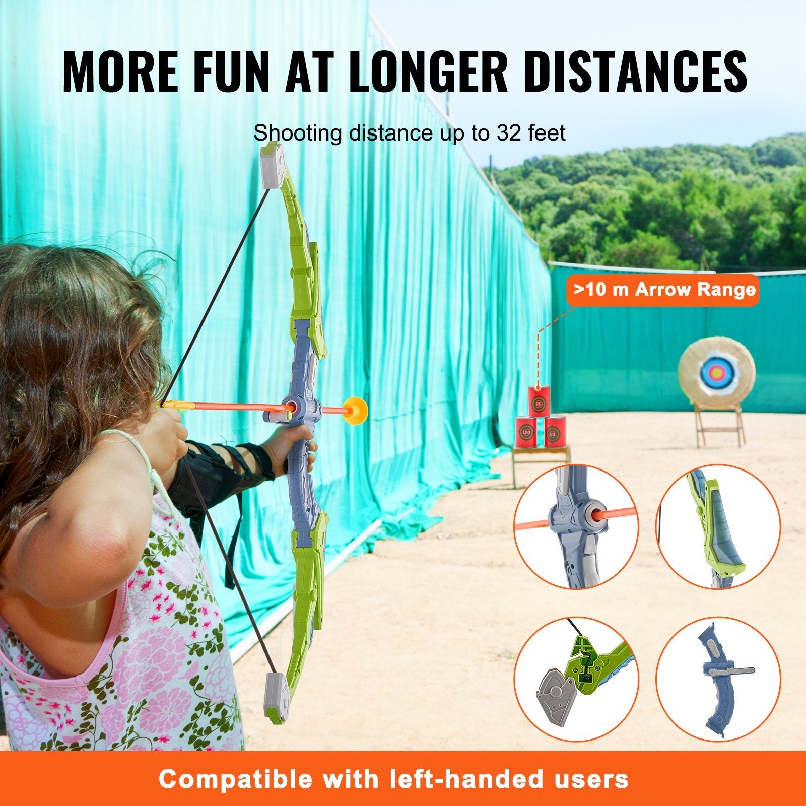 VEVOR Bow and Arrow Set for Kids, 2 Pack LED Light Up Archery Set with 20 Suction Cup Arrows, Standing Target, 2 Quivers, 3 Target Cans, Outdoor Toy Birthday Gift for Boys & Girls 6 7 8 9 10+ Year Old 