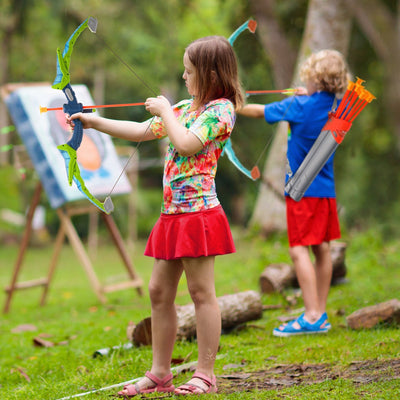 VEVOR Bow and Arrow Set for Kids, 2 Pack LED Light Up Archery Set with 20 Suction Cup Arrows, Standing Target, 2 Quivers, 3 Target Cans, Outdoor Toy Birthday Gift for Boys & Girls 6 7 8 9 10+ Year Old 
