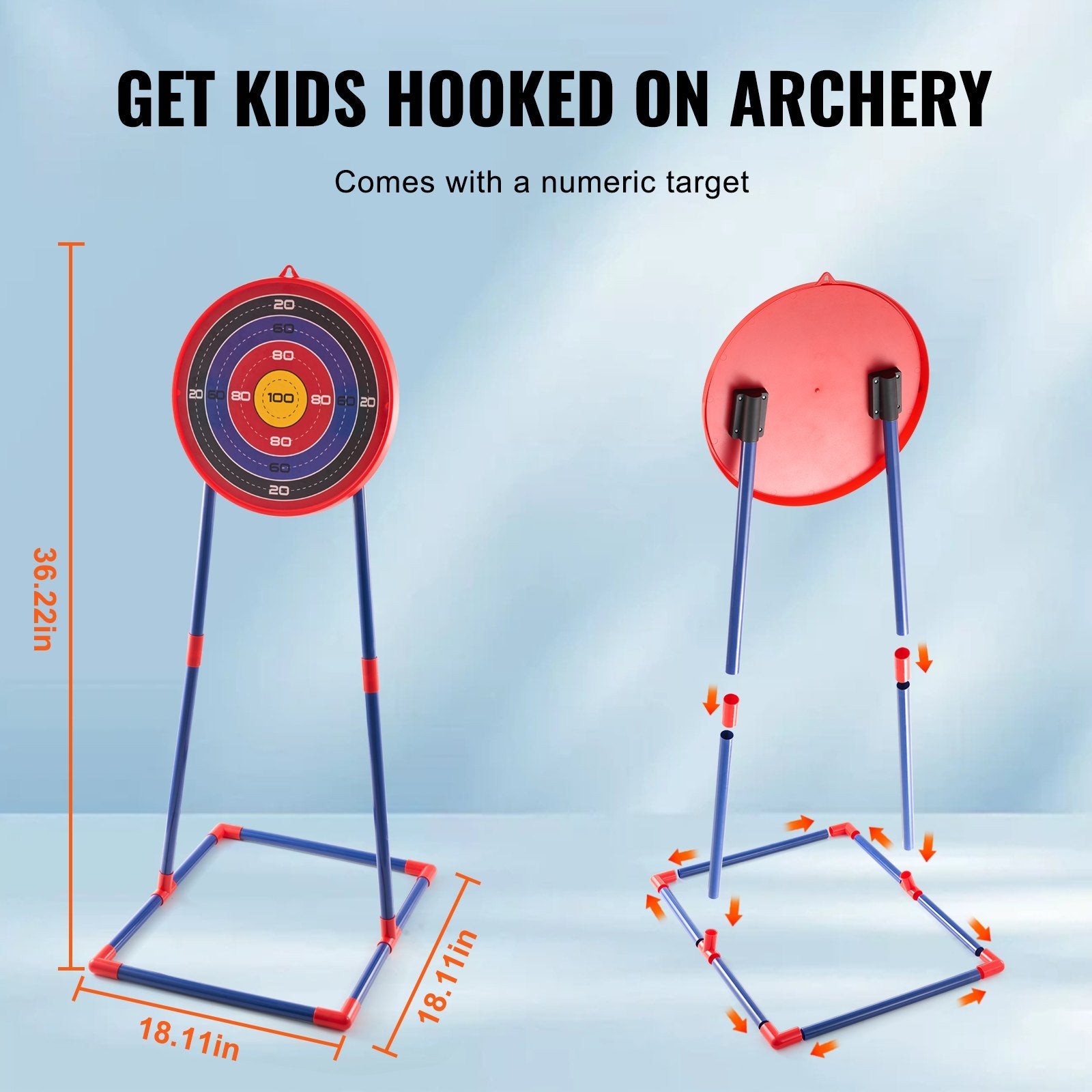 VEVOR Bow and Arrow Set for Kids, 2 Pack LED Light Up Archery Set with 20 Suction Cup Arrows, Standing Target, 2 Quivers, 2 Guns, 20 Soft Bullets, 3 Target Cans, Outdoor Toy for Boy & Girl 6+ Year Old 
