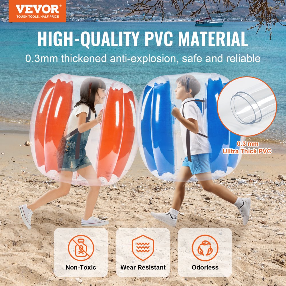 VEVOR Inflatable Bumper Balls 2-Pack, 3FT/0.9M Body Sumo Zorb Balls for Kids & Teens, Durable PVC Human Hamster Bubble Balls for Outdoor Team Gaming Play, Bumper Bopper Toys for Playground, Yard, Par 