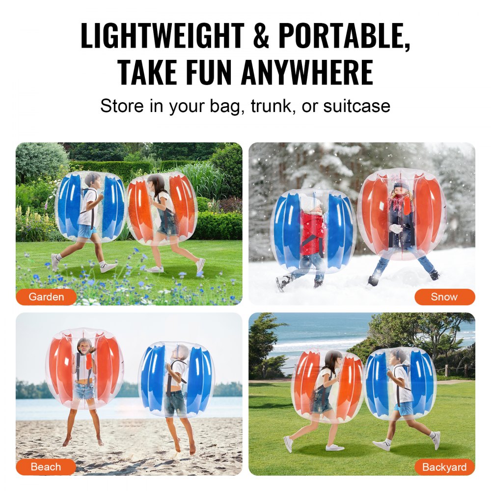 VEVOR Inflatable Bumper Balls 2-Pack, 3FT/0.9M Body Sumo Zorb Balls for Kids & Teens, Durable PVC Human Hamster Bubble Balls for Outdoor Team Gaming Play, Bumper Bopper Toys for Playground, Yard, Par 