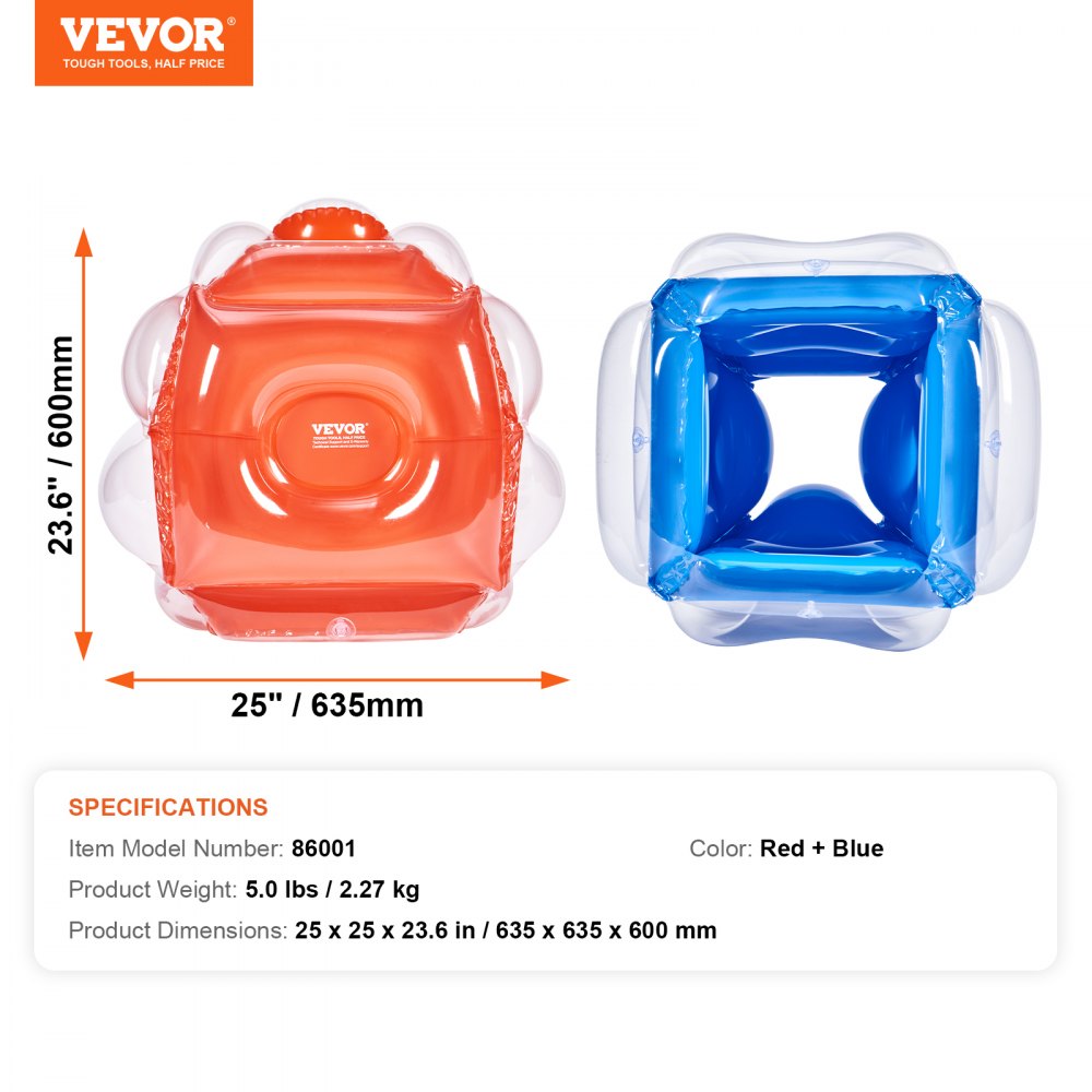 VEVOR Inflatable Bumper Balls 2-Pack, 2FT/0.6M Body Sumo Zorb Balls for Kids, Durable PVC Human Hamster Bubble Balls for Child Outdoor Team Gaming Play, Bumper Bopper Toys for Playground, Yard, Park 