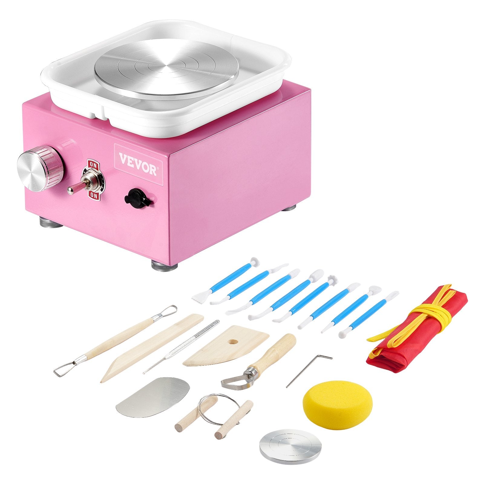 VEVOR Mini Pottery Wheel Electric Ceramic Wheel Machine 0-320RPM Speed Pink 