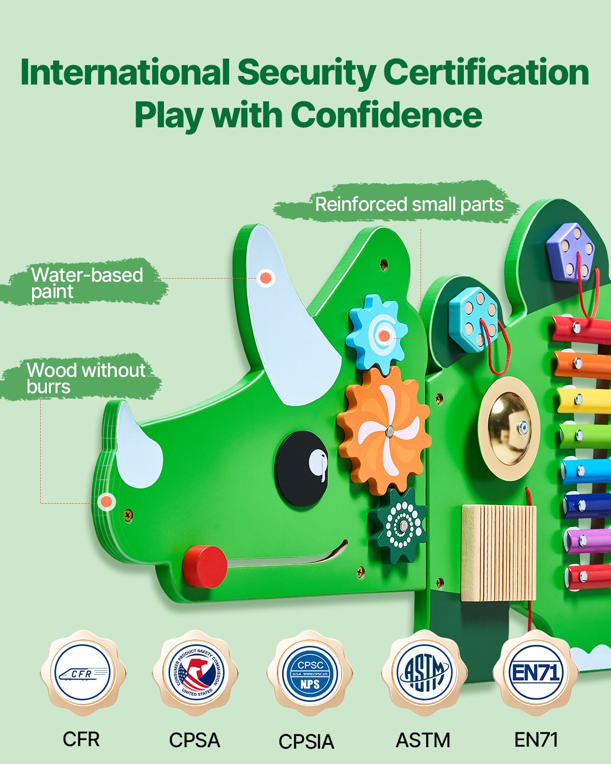 VEVOR Dinosaur Activity Wall Busy Board Panels 11 Activities Sensory Wall Panel 