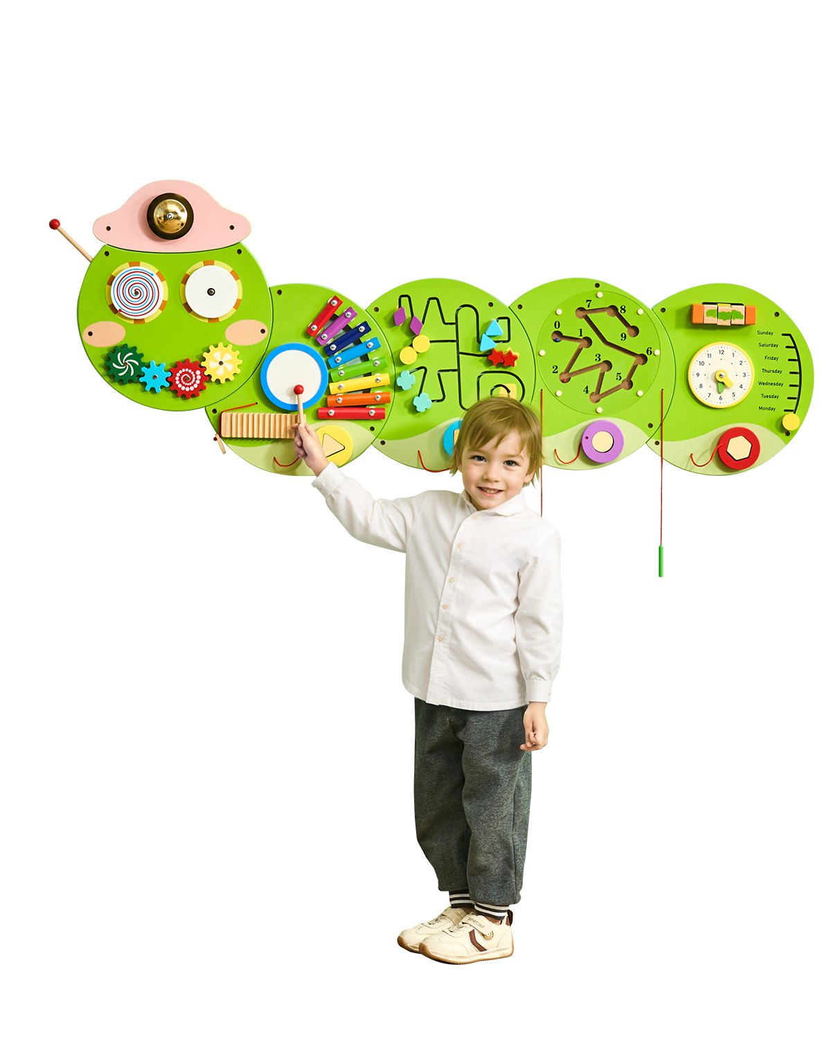 VEVOR Caterpillar Activity Wall Busy Board Panels 12 Activities Sensory Wall Toy 
