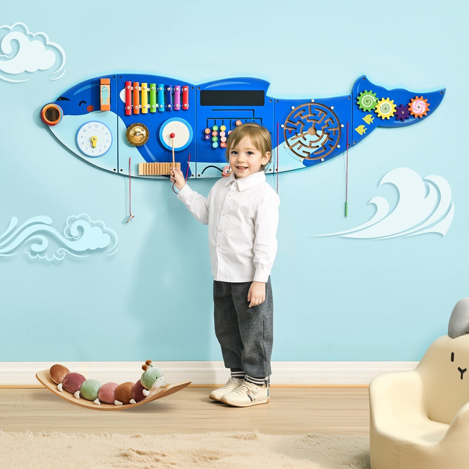VEVOR Orca Activity Wall Busy Board Panels 12 Activities Sensory Wall Panel 