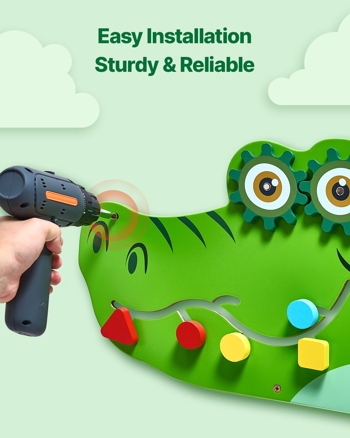 VEVOR Crocodile Activity Wall Busy Board Panels 9 Activities Sensory Wall Panel 