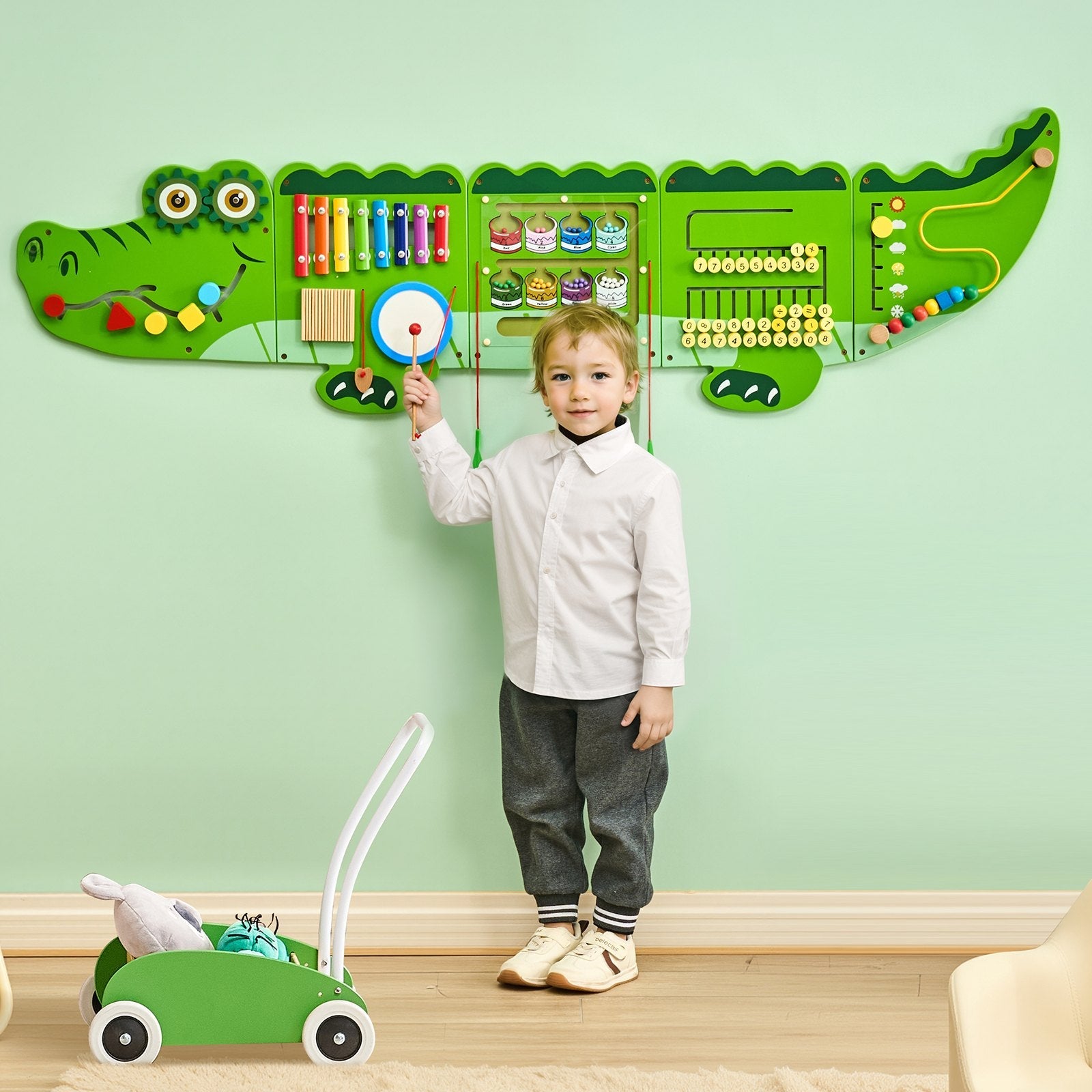 VEVOR Crocodile Activity Wall Busy Board Panels 9 Activities Sensory Wall Panel 