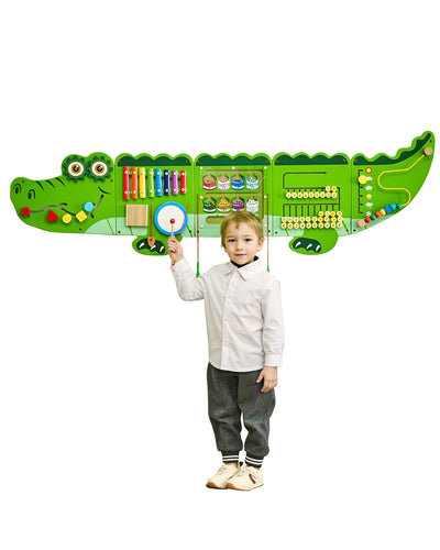 VEVOR Crocodile Activity Wall Busy Board Panels 9 Activities Sensory Wall Panel 