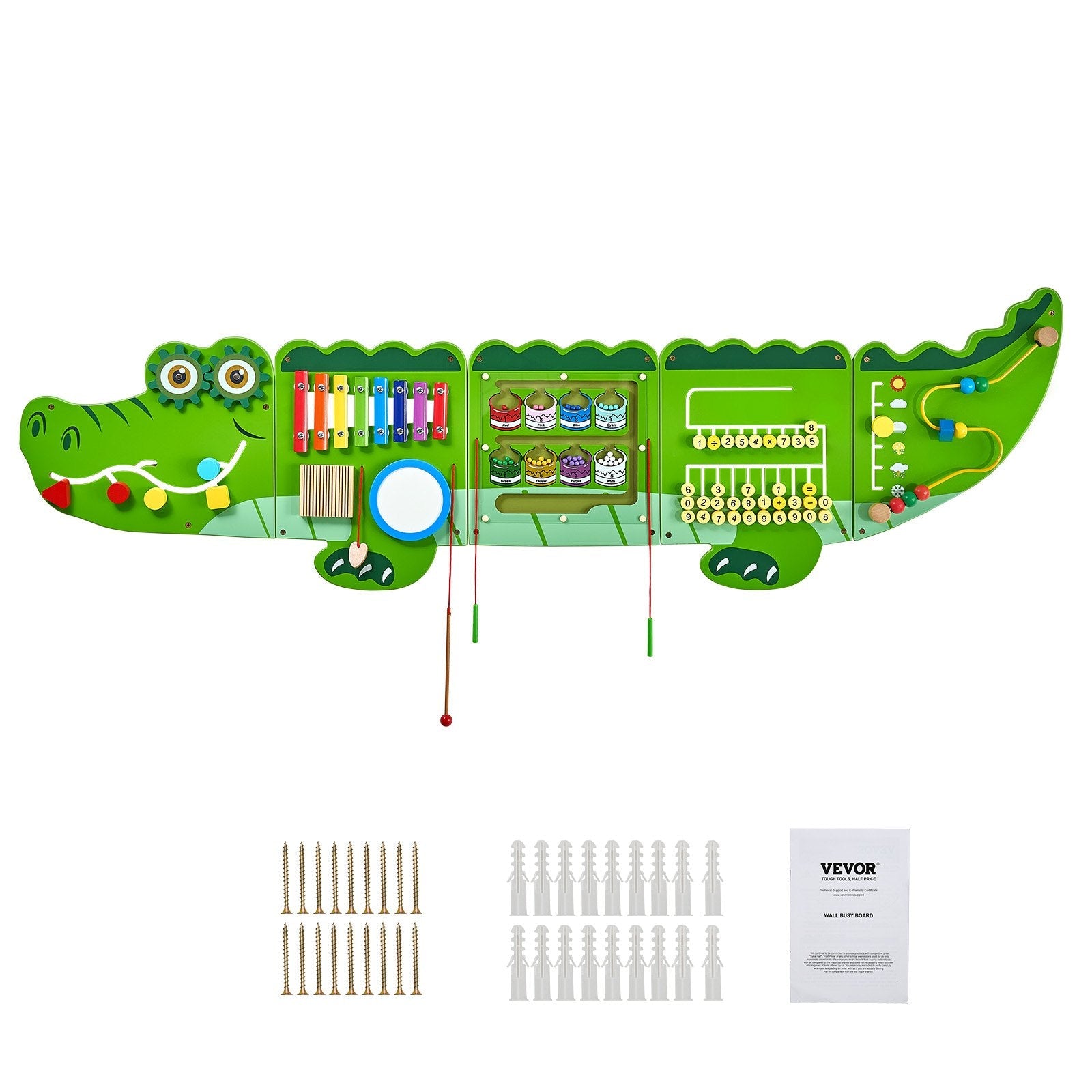 VEVOR Crocodile Activity Wall Busy Board Panels 9 Activities Sensory Wall Panel 