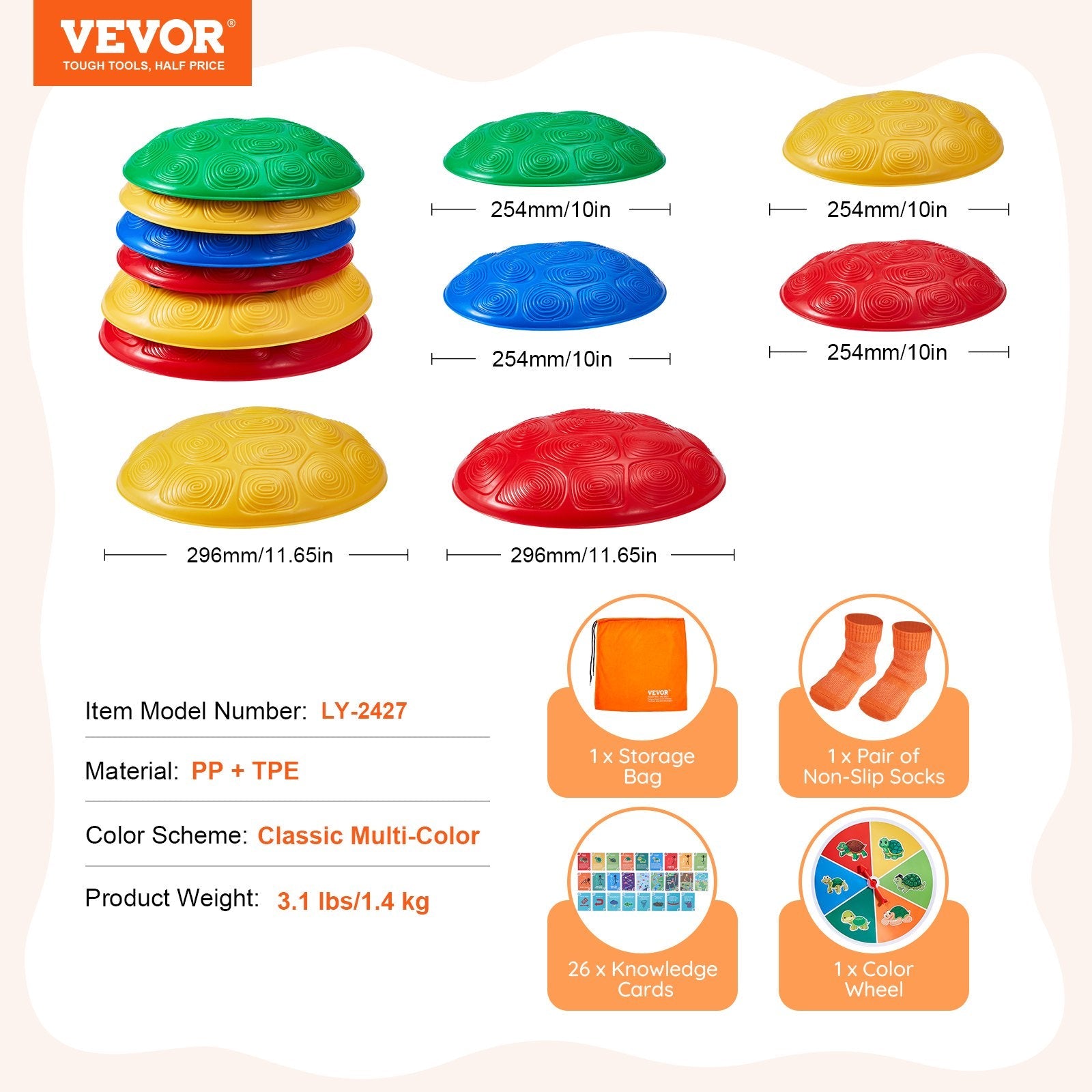 VEVOR Kids Balance Stepping Stones Sensory Obstacle Course 6 PCS Outdoor Indoor 