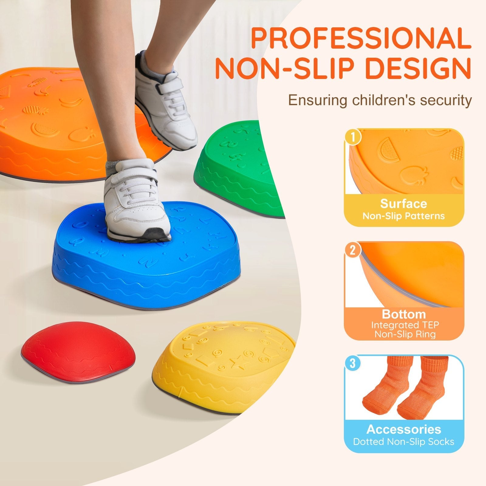VEVOR Kids Balance Stepping Stones Sensory Obstacle Course 5 PCS Outdoor Indoor 