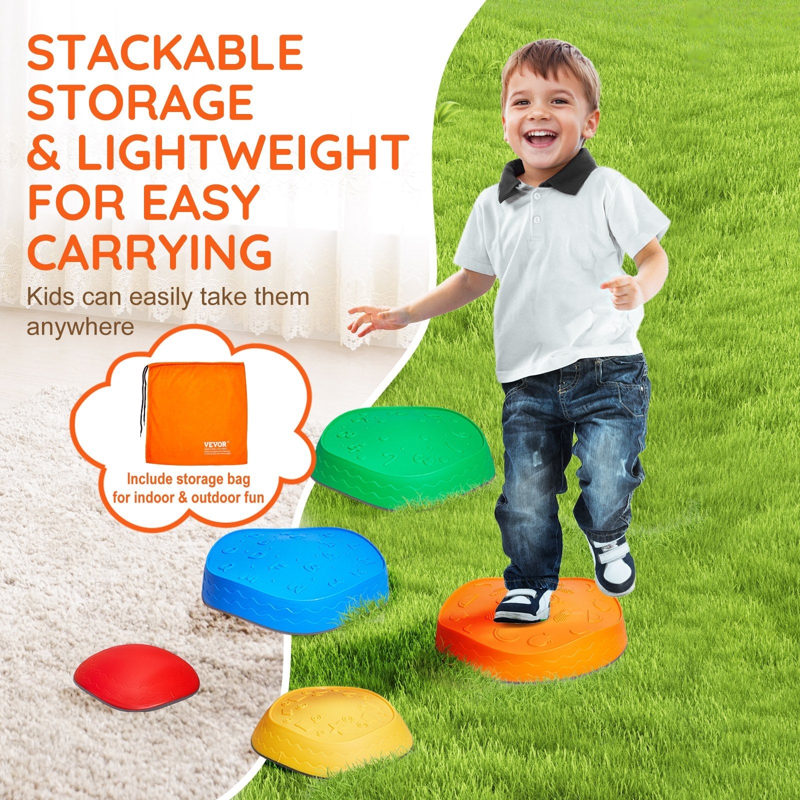 VEVOR Kids Balance Stepping Stones Sensory Obstacle Course 5 PCS Outdoor Indoor 