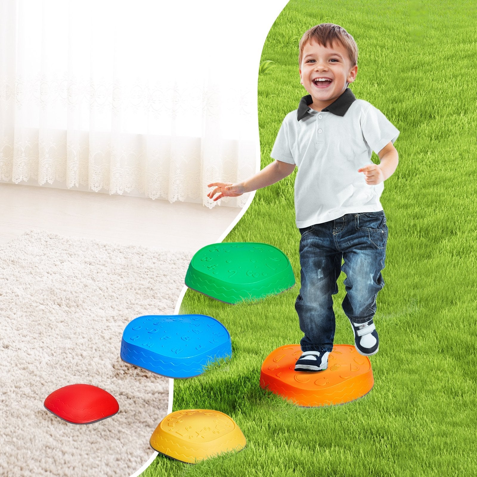 VEVOR Kids Balance Stepping Stones Sensory Obstacle Course 5 PCS Outdoor Indoor 