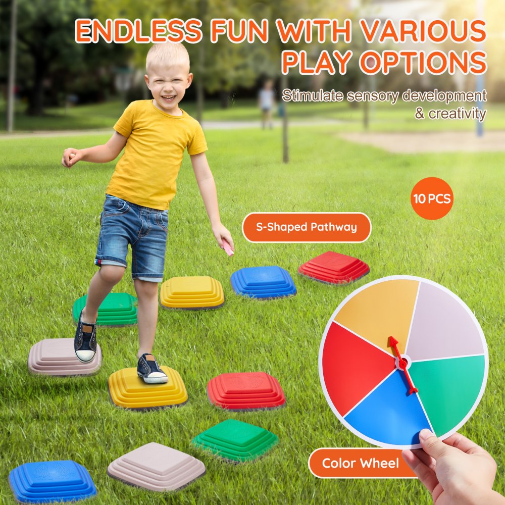 VEVOR Kids Balance Stepping Stones Sensory Obstacle Course 10 PCS Outdoor Indoor 