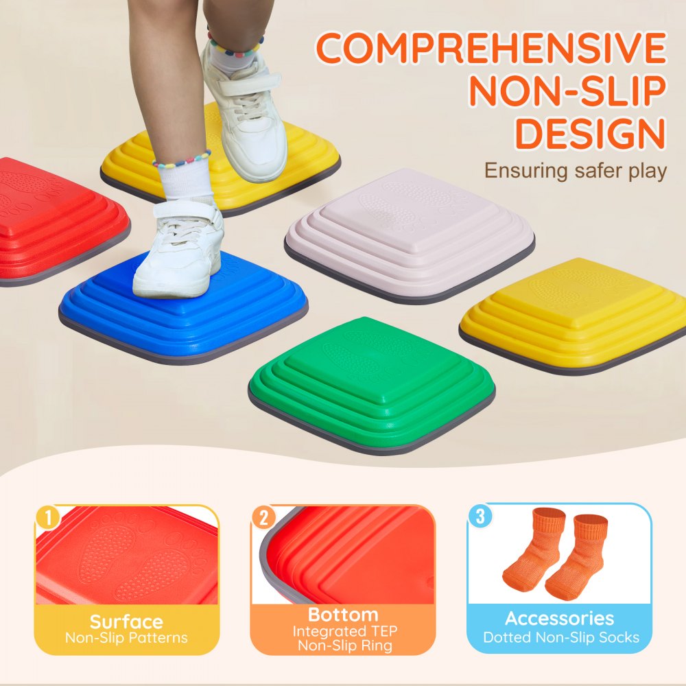 VEVOR Kids Balance Stepping Stones Sensory Obstacle Course 10 PCS Outdoor Indoor 