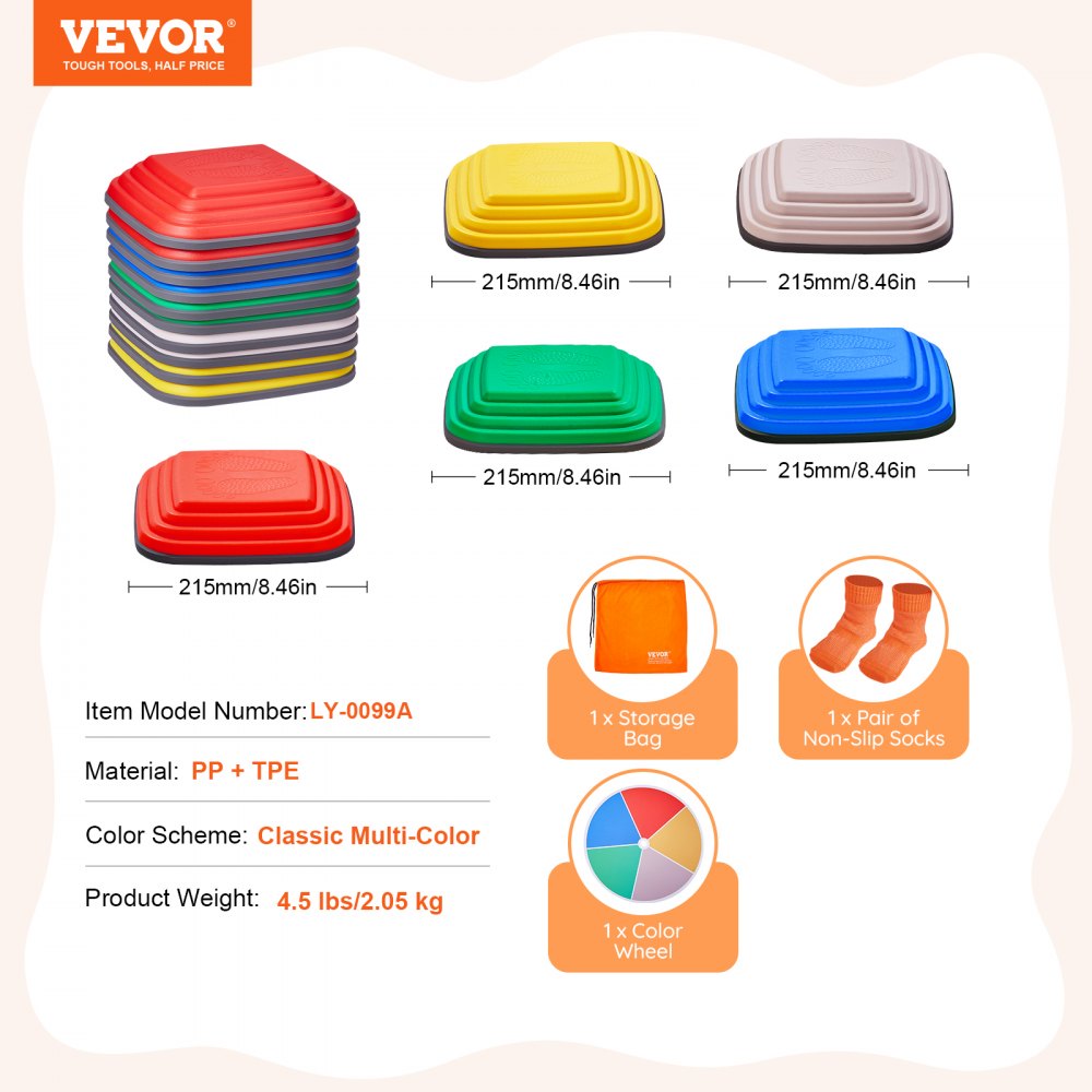 VEVOR Kids Balance Stepping Stones Sensory Obstacle Course 10 PCS Outdoor Indoor 