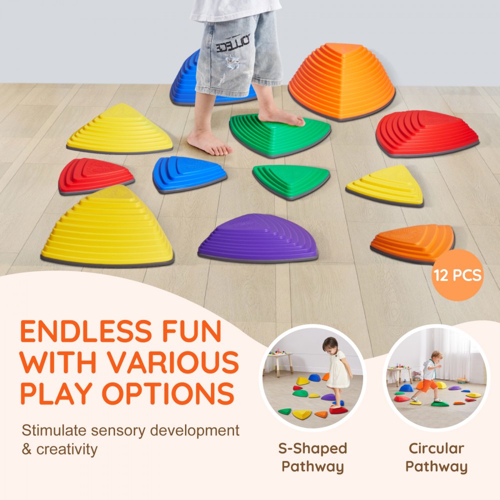 VEVOR Kids Balance Stepping Stones Sensory Obstacle Course 12 PCS Outdoor Indoor 