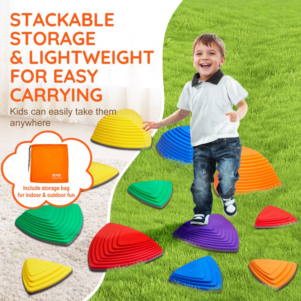 VEVOR Kids Balance Stepping Stones Sensory Obstacle Course 12 PCS Outdoor Indoor 