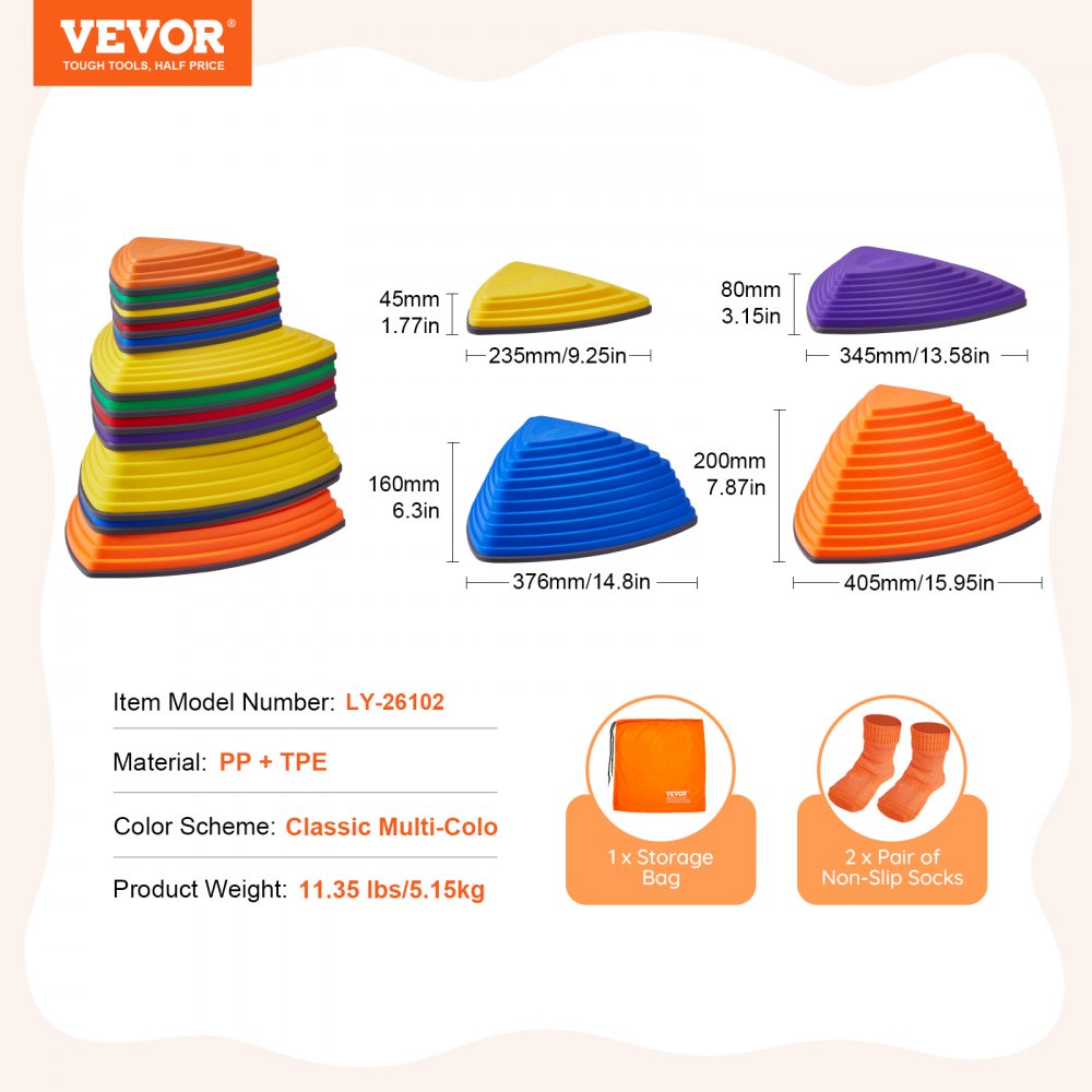VEVOR Kids Balance Stepping Stones Sensory Obstacle Course 12 PCS Outdoor Indoor 