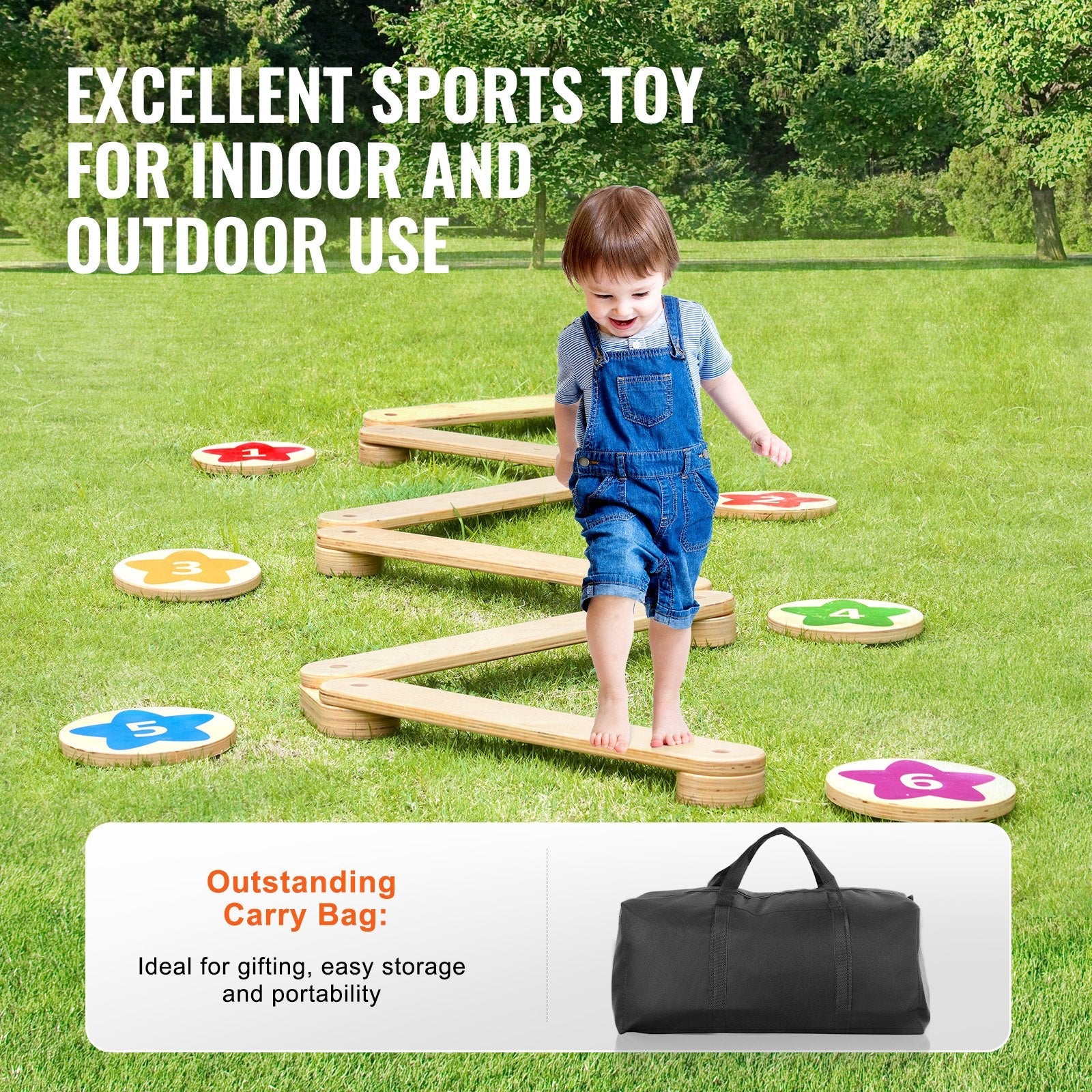VEVOR Kids Balance Beam Stepping Stones Gymnastics Children Balance Board 6 PCS 