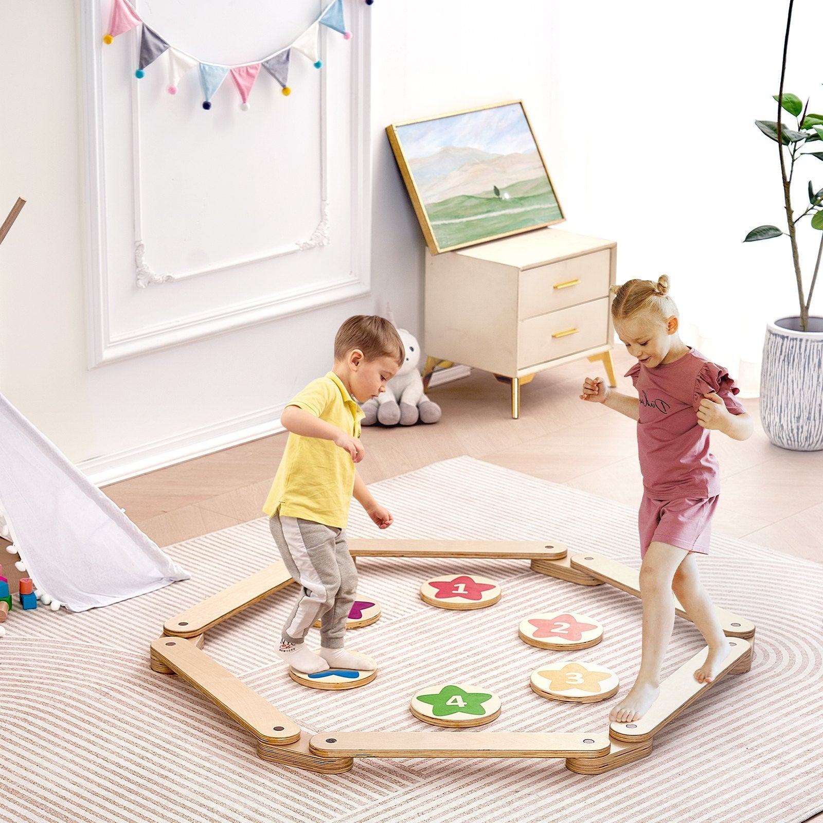VEVOR Kids Balance Beam Stepping Stones Gymnastics Children Balance Board 6 PCS 