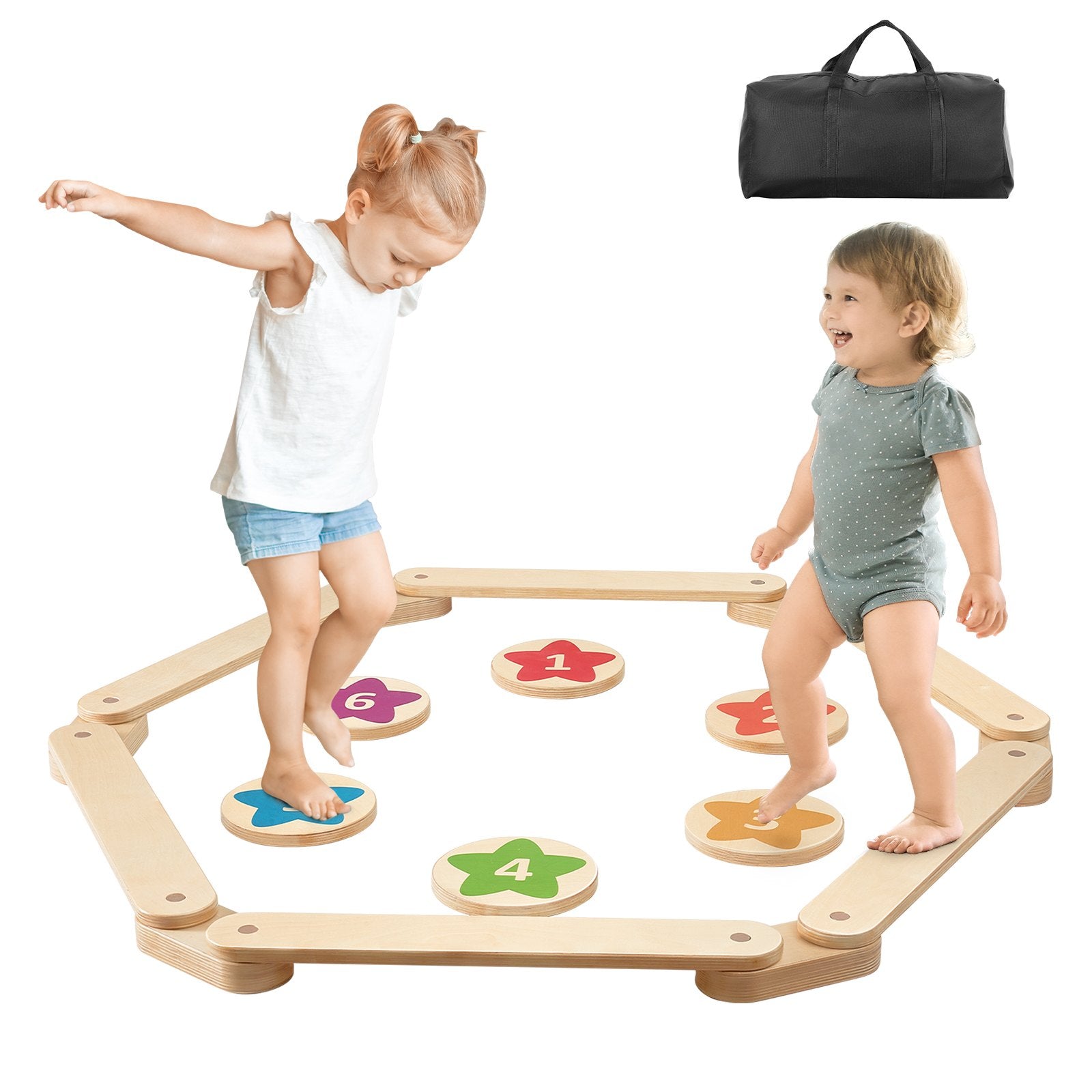 VEVOR Kids Balance Beam Stepping Stones Gymnastics Children Balance Board 6 PCS 