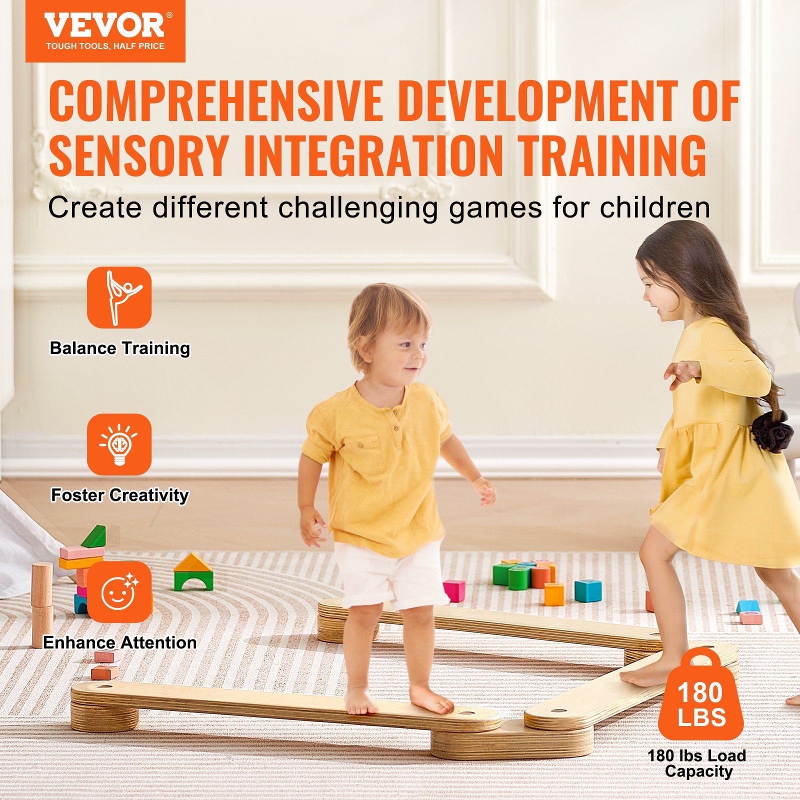 VEVOR Kids Balance Beam Stepping Stones Gymnastics Children Balance Board 3 PCS 