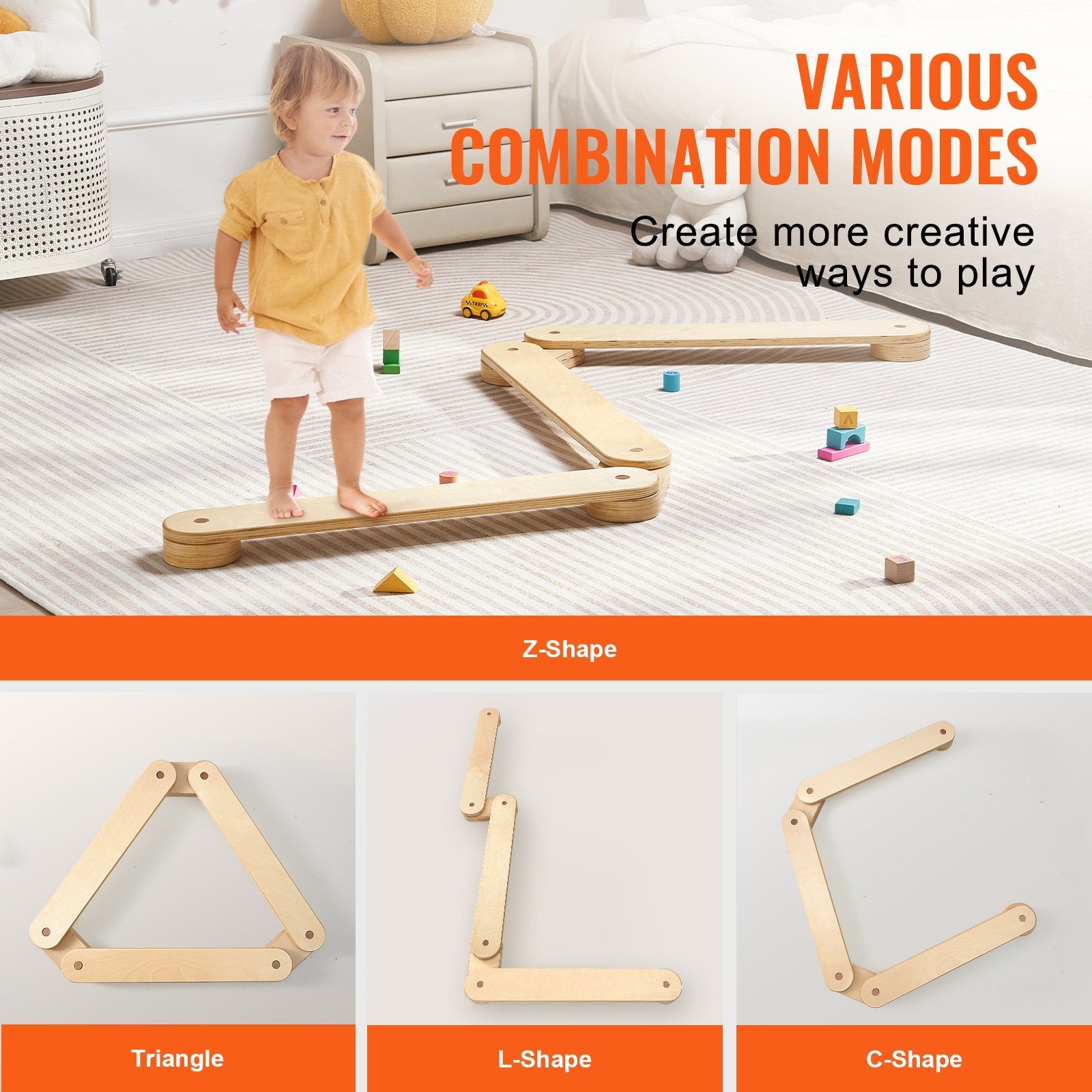 VEVOR Kids Balance Beam Stepping Stones Gymnastics Children Balance Board 3 PCS 