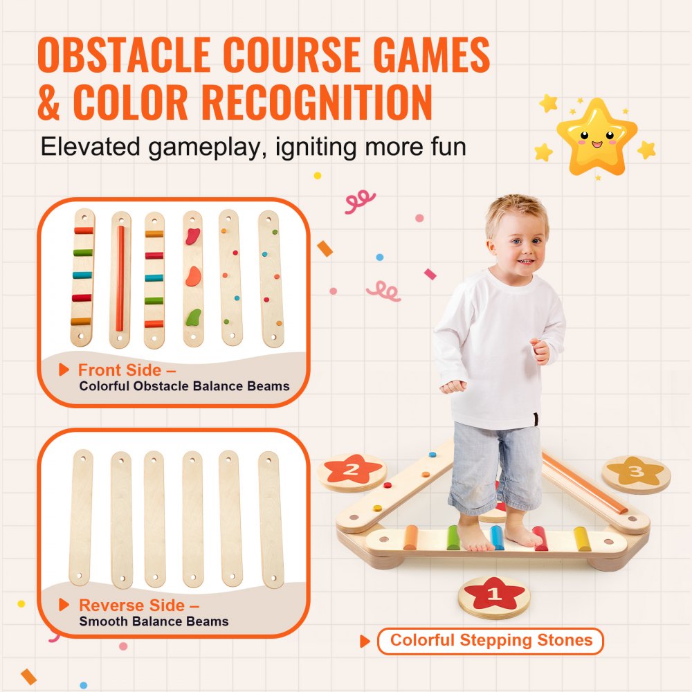 VEVOR Kids Balance Beam Stepping Stones Gym Obstacle Children Balance Board 6PCS 