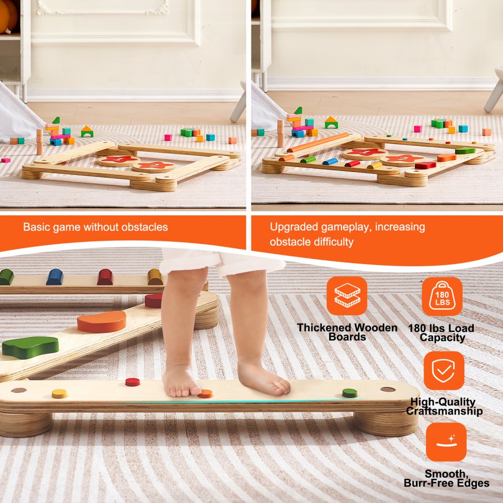 VEVOR Kids Balance Beam Stepping Stones Gym Obstacle Children Balance Board 6PCS 