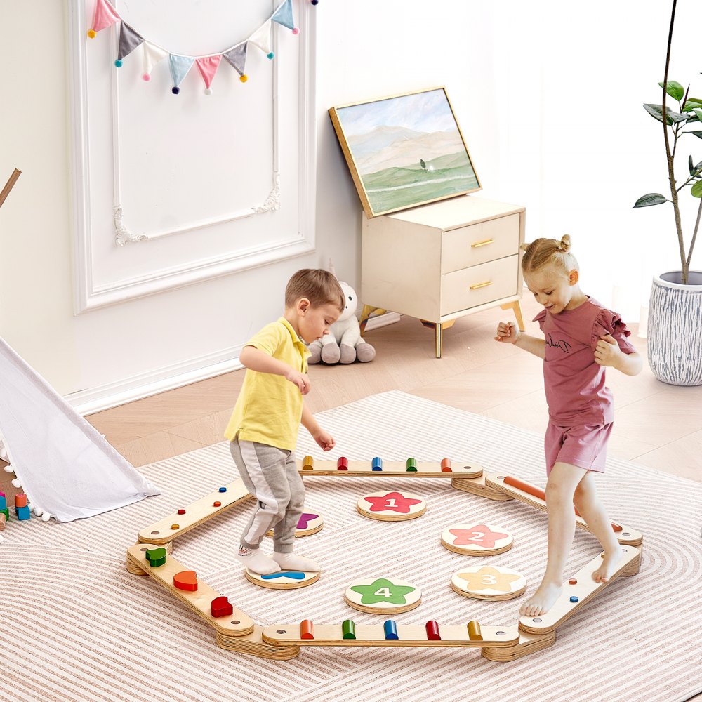 VEVOR Kids Balance Beam Stepping Stones Gym Obstacle Children Balance Board 6PCS 