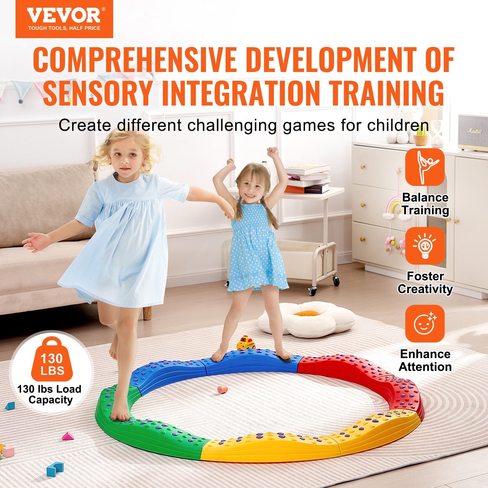 VEVOR Kids Balance Beam Stepping Stones Gymnastics Children Balance Board 8 PCS 