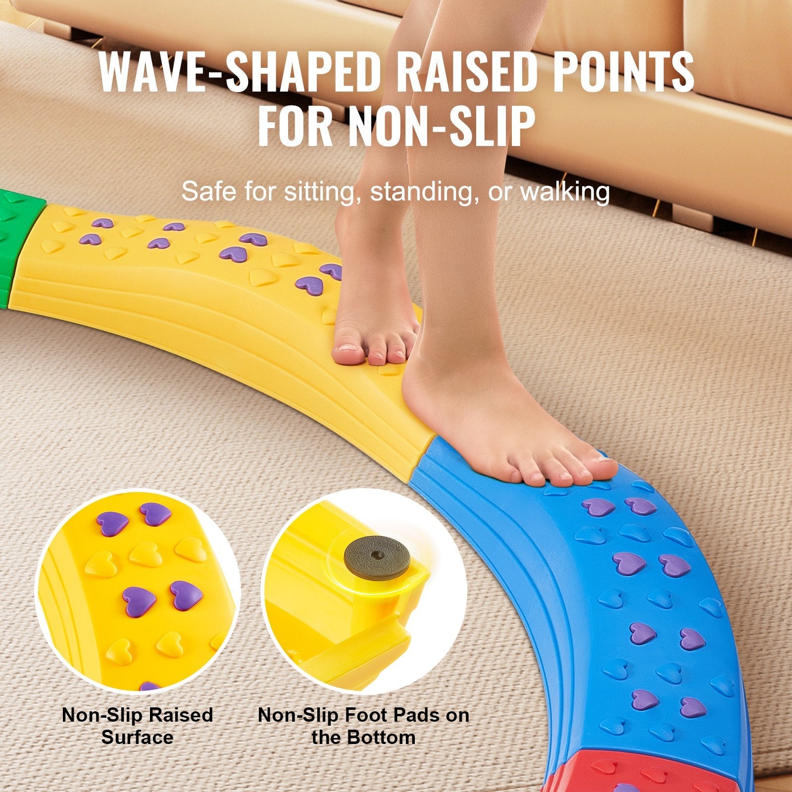 VEVOR Kids Balance Beam Stepping Stones Gymnastics Children Balance Board 8 PCS 