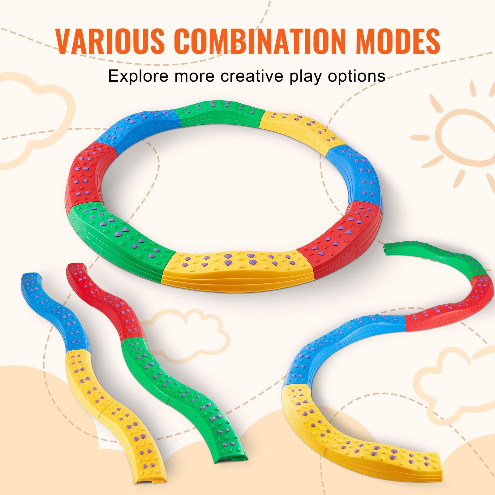 VEVOR Kids Balance Beam Stepping Stones Gymnastics Children Balance Board 8 PCS 