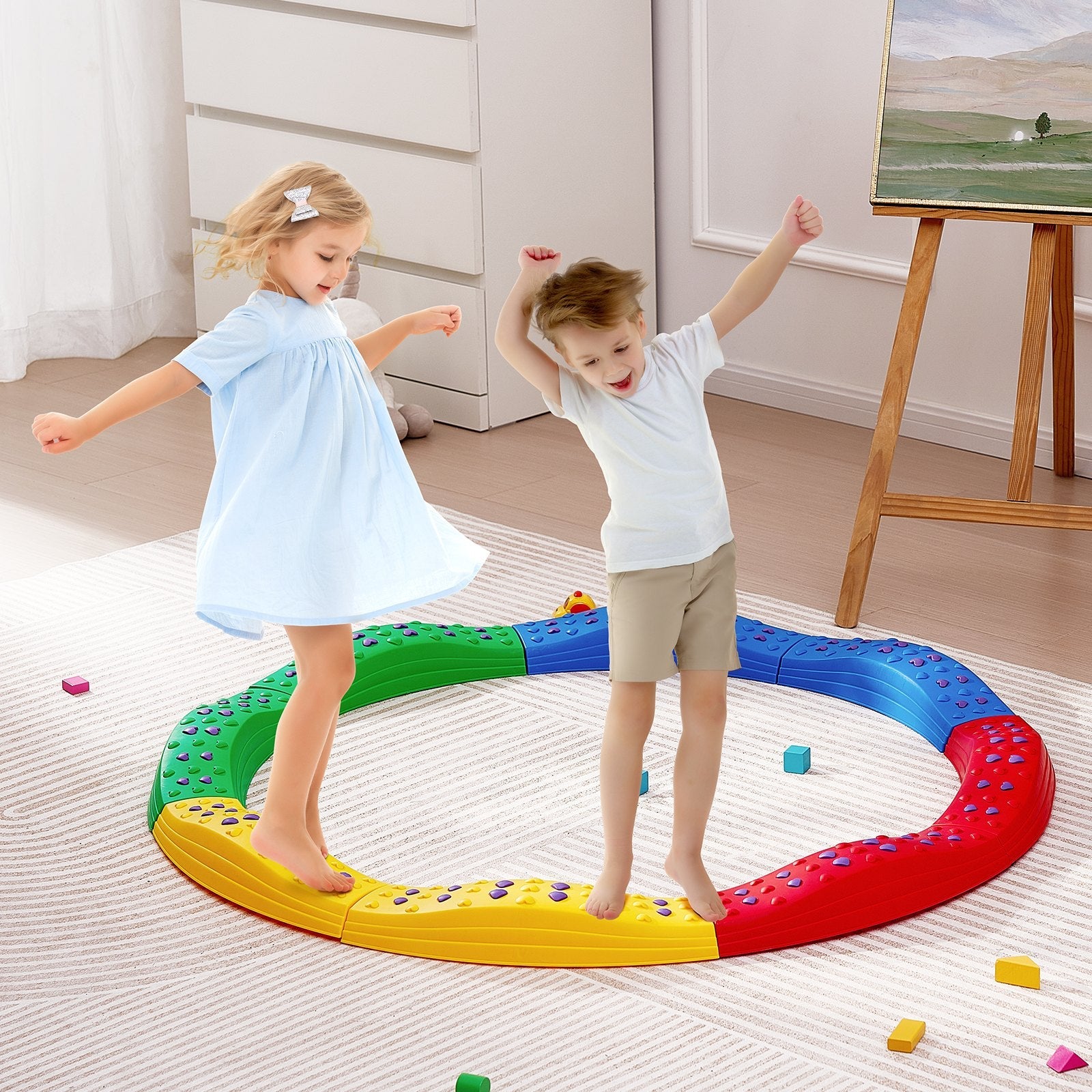 VEVOR Kids Balance Beam Stepping Stones Gymnastics Children Balance Board 8 PCS 