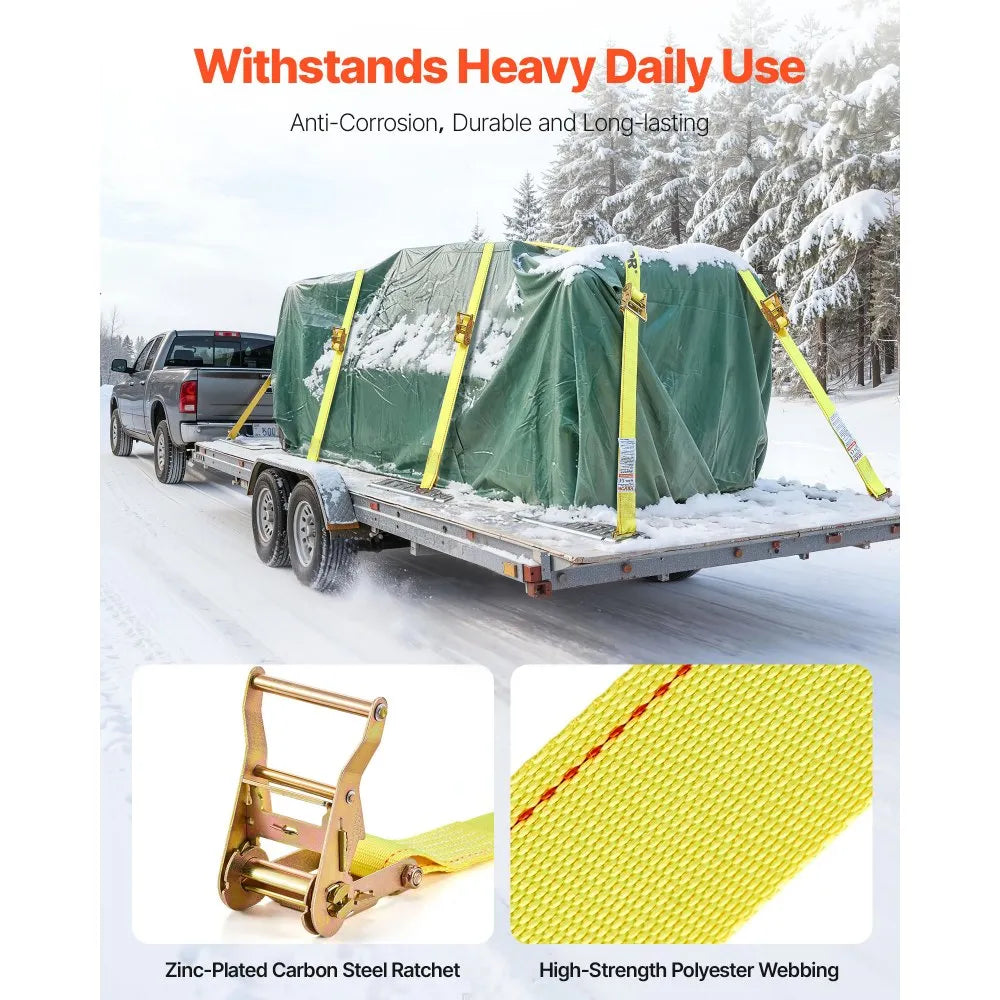 Ratchet Straps, 2" x 15' E-Track Tie Down Straps – 30 Pack | 4400 lb Break Strength | Heavy Duty Cargo Securement