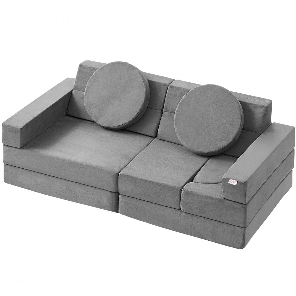 VEVOR Play Couch, 15pcs Modular Kids Nugget Couch, Toddler Foam Sofa Couch with High-density 25D Sponge for Playing, Creativing, Sleeping, Imaginative Kids Furniture for Bedroom and Playroom 