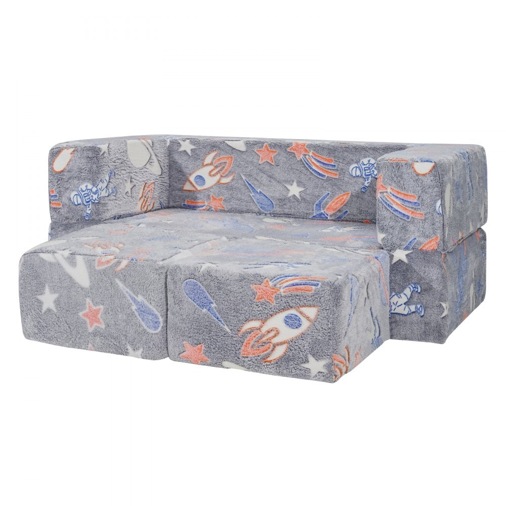 VEVOR Modular Kids Play Couch 4Pcs DIY Glow in the Dark Toddler Chair Grey 