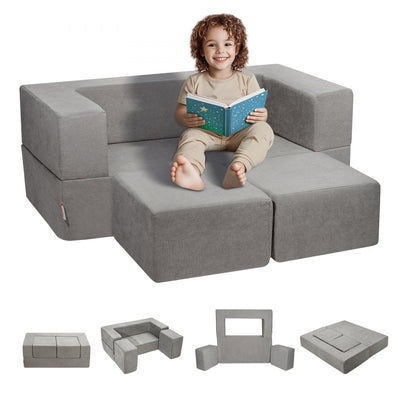 VEVOR Modular Kids Play Couch 4Pcs DIY Creative Child Sectional Sofa Dark Grey 