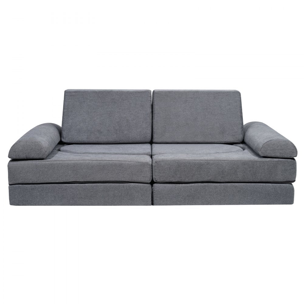 VEVOR Modular Kids Play Couch 10Pcs DIY Creative Toddler Sectional Sofa Grey 