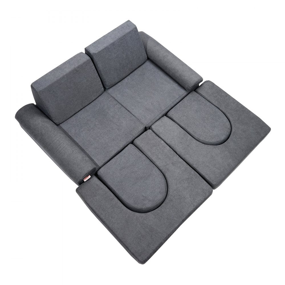 VEVOR Modular Kids Play Couch 10Pcs DIY Creative Toddler Sectional Sofa Grey 