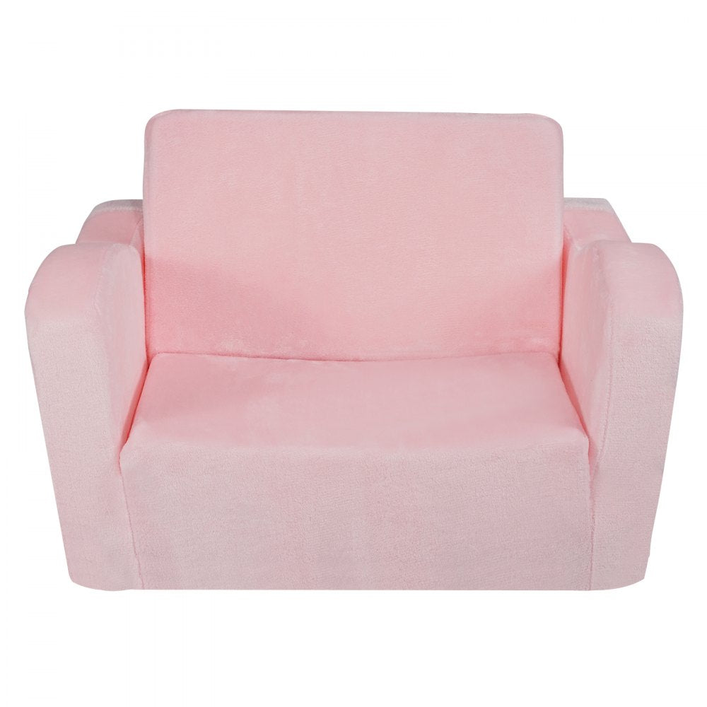 VEVOR Baby Chair Foldable 2-in-1 Comfy Baby Lounger Couch Kids Sofa Pink 