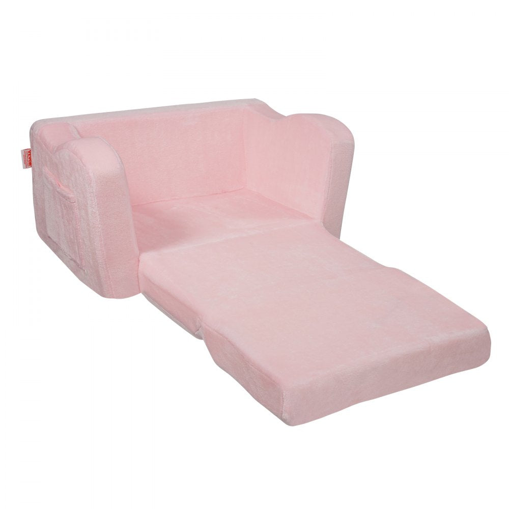 VEVOR Baby Chair Foldable 2-in-1 Comfy Baby Lounger Couch Kids Sofa Pink 