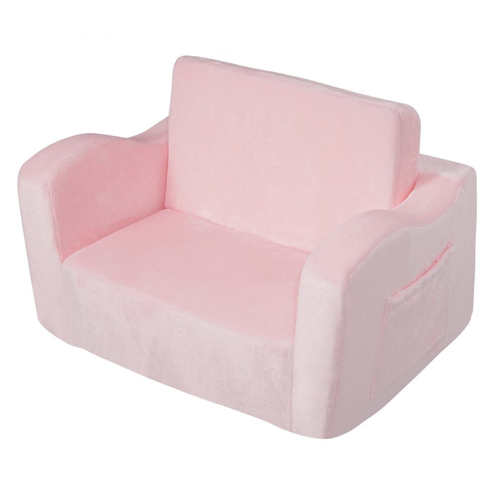 VEVOR Baby Chair Foldable 2-in-1 Comfy Baby Lounger Couch Kids Sofa Pink 