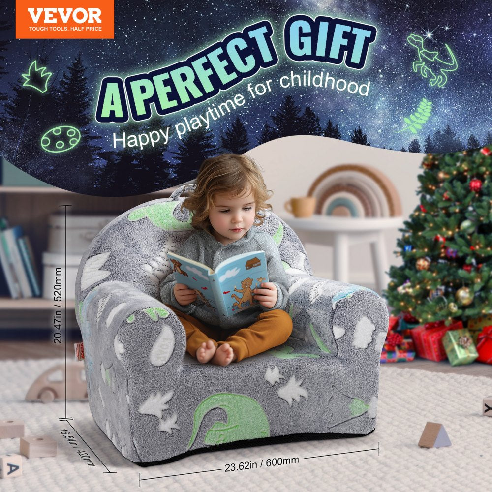 VEVOR Toddler Chair Glow in the Dark Plush Baby Chair Playroom Furniture Grey 