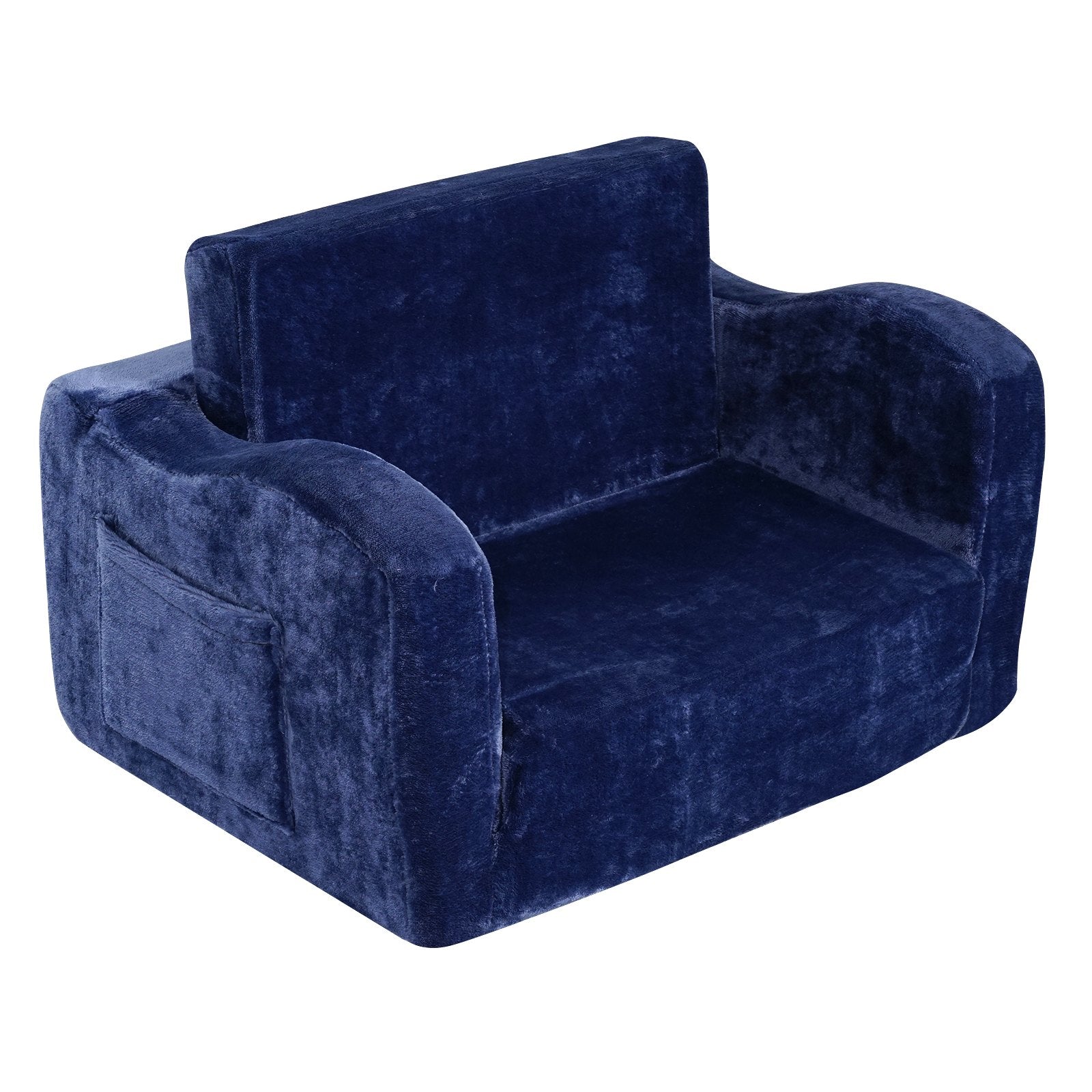 VEVOR Baby Chair Foldable 2-in-1 Comfy Baby Lounger Couch Kids Sofa Blue 