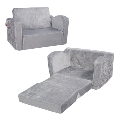 VEVOR Baby Chair Foldable 2-in-1 Comfy Baby Lounger Couch Kids Sofa Grey 
