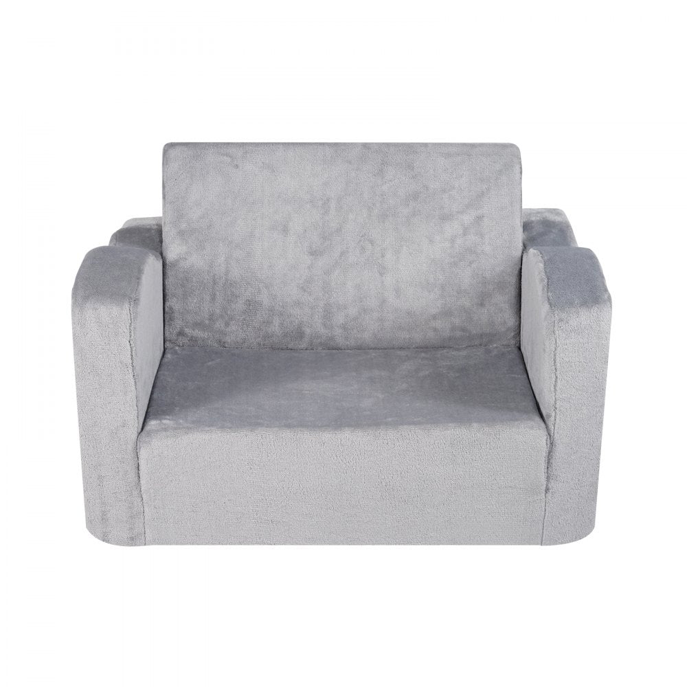 VEVOR Baby Chair Foldable 2-in-1 Comfy Baby Lounger Couch Kids Sofa Grey 